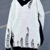 Sweaters * | Emmiol Contrasting Distressed Pullover Knit Sweater