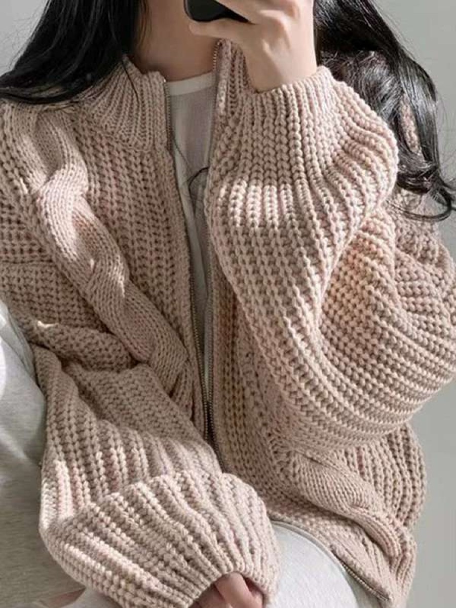 Cardigan * | Emmiol Cable Knit Zip Up Cardigan