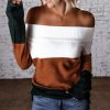 Sweaters * | Emmiol Off Shoulder Colorblock Sweater