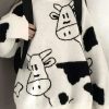 Sweaters * | Emmiol Cow Print Jumper Knit Sweater