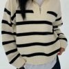 Sweaters * | Emmiol Striped Half Zip Pullover Sweater