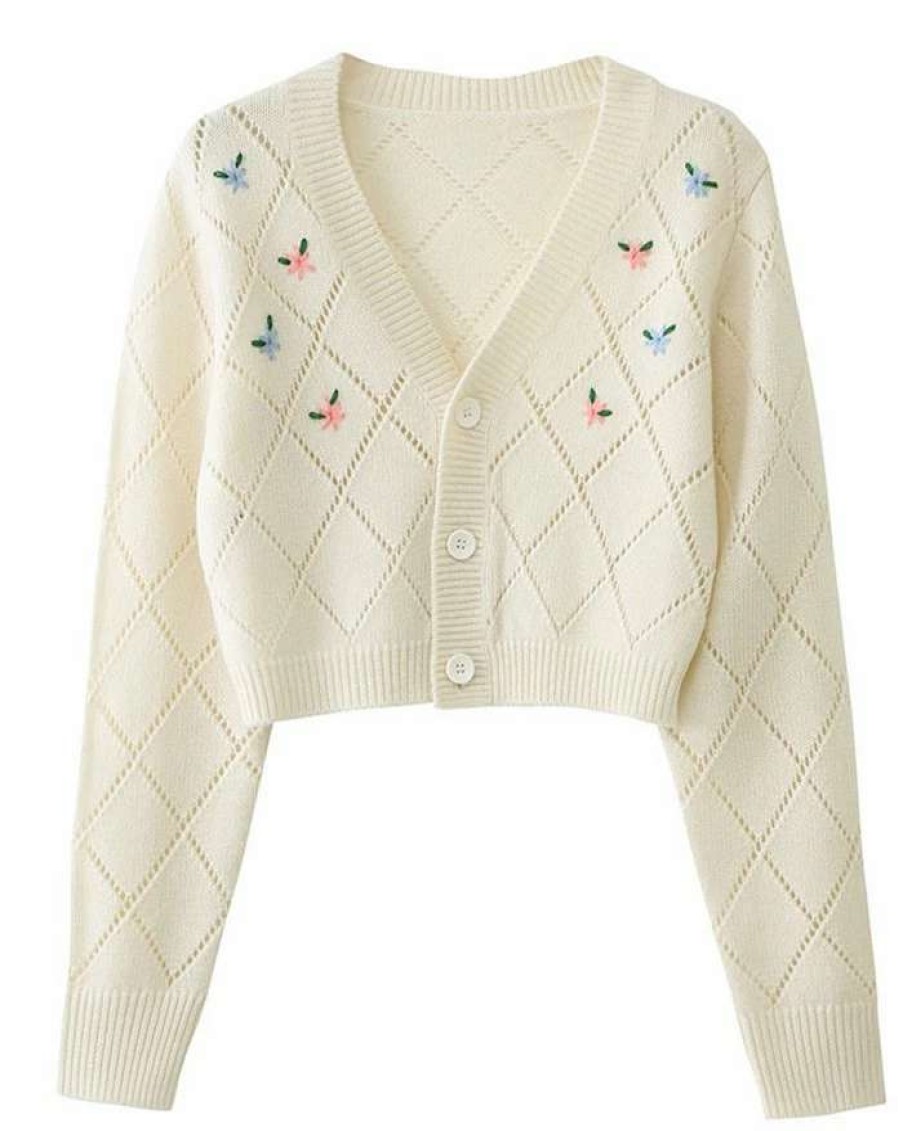 Cardigan * | Emmiol Floral Embroidery Knitted Cardigan