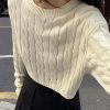 Sweaters * | Emmiol Cropped Cable Knit Pullover Sweater