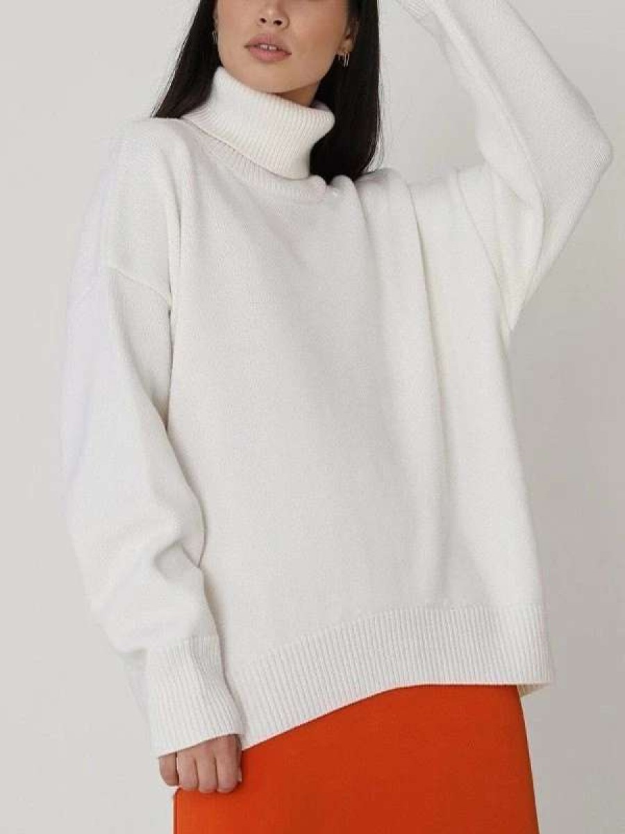 Sweaters * | Emmiol Simple Turtleneck Long Sleeve Knit Sweater