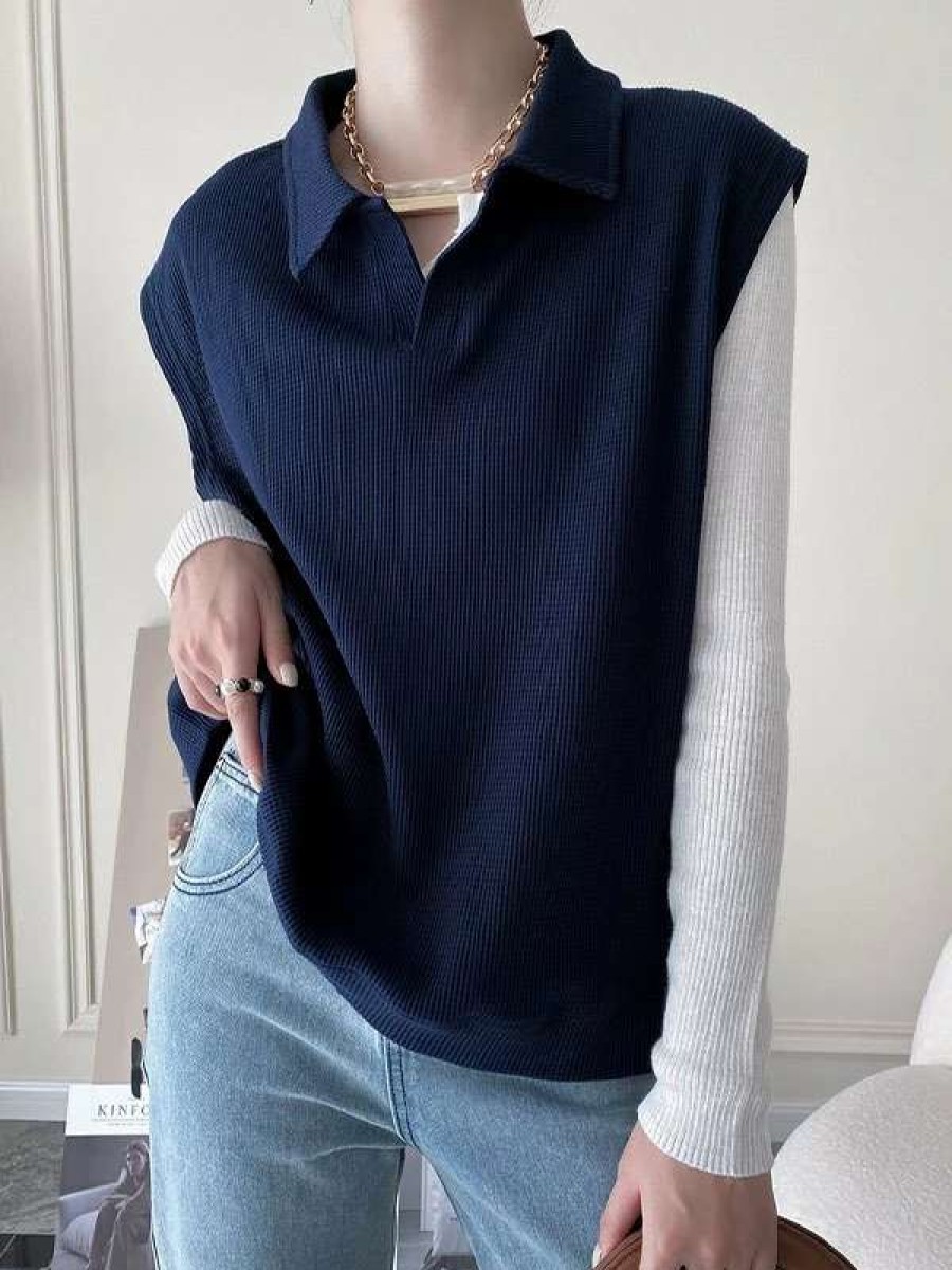 Sweaters * | Emmiol Basic Polo Neck Sweater Vest