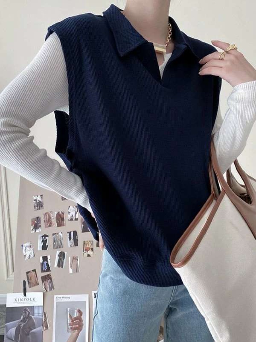 Sweaters * | Emmiol Basic Polo Neck Sweater Vest