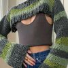 Sweaters * | Emmiol Striped Long Sleeve Bolero Crop Sweater Top