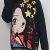 Sweaters * | Emmiol Oversized Anime Black Pullover Sweater