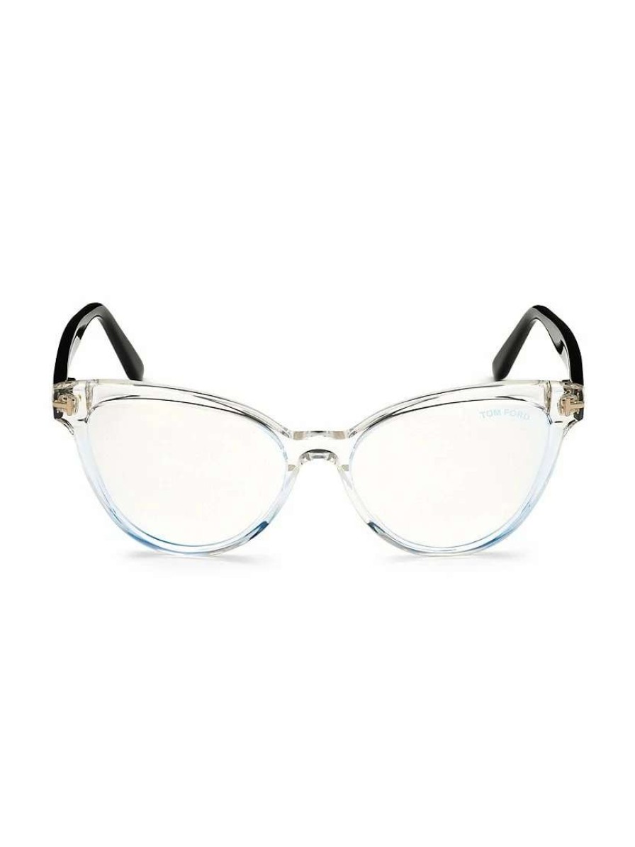 Optical Glasses * | Tom Ford 54Mm Cat Eye Blue Filter Eyeglasses