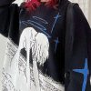 Sweaters * | Emmiol Oversized Black Anime Sweater