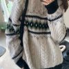 Sweaters * | Emmiol Vintage Jacquard Cable Knit Pullover Sweater