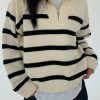 Sweaters * | Emmiol Striped Half Zip Pullover Sweater