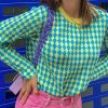 Sweaters * | Emmiol Preppy Style Checkered Sweater