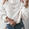 Sweaters * | Emmiol Hollow Out Lace-Up Pullover Sweater