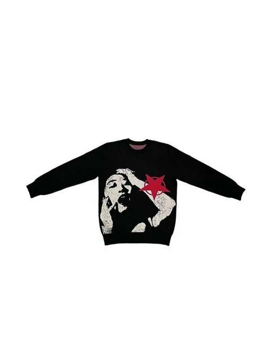 Sweaters * | Emmiol Punk Figure Jacquard Pullover Sweater