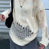 Sweaters * | Emmiol Distressed Crochet Knit Sweater