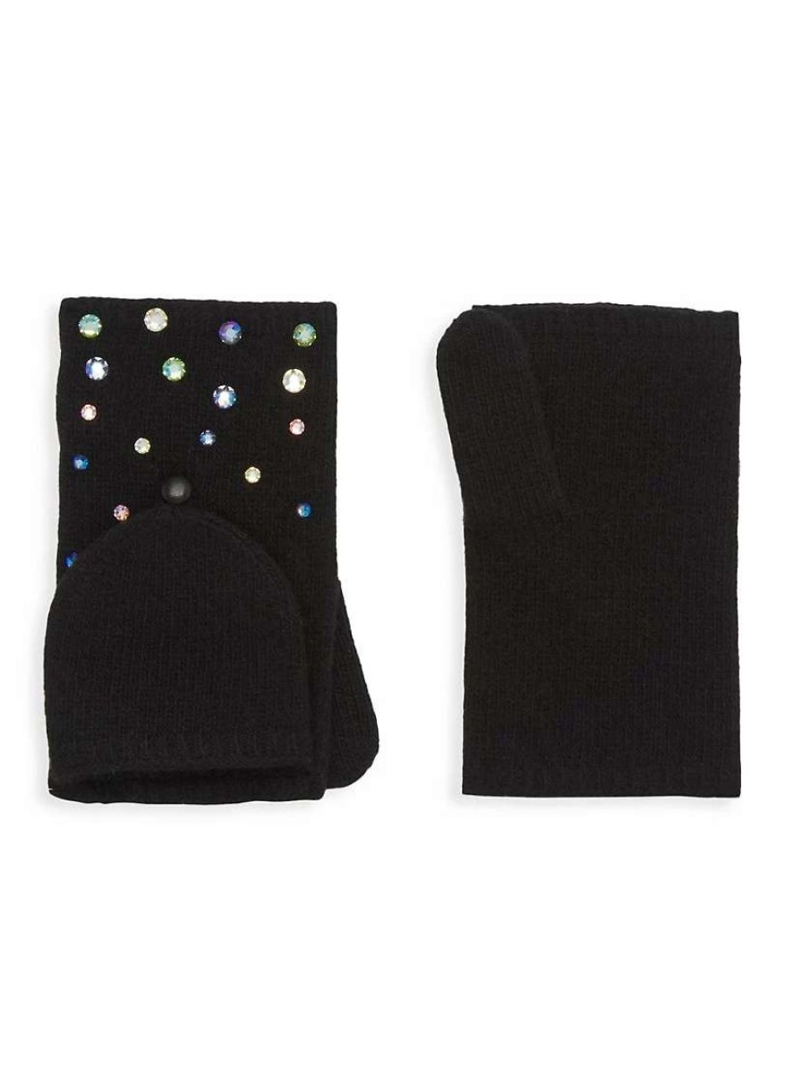 Gloves * | Carolyn Rowan Collection Flip-Top Embellished Cashmere Fingerless Gloves