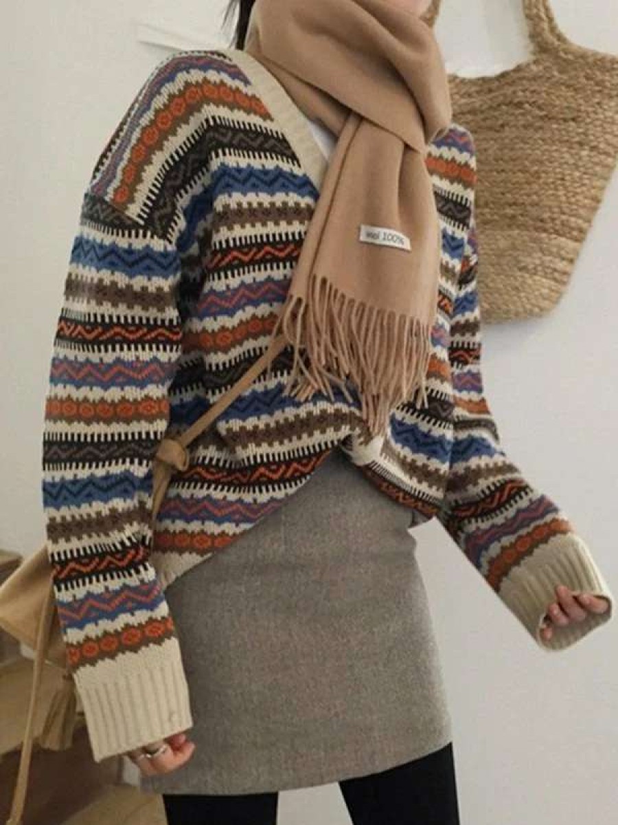 Cardigan * | Emmiol Color Block Striped Knit Cardigan